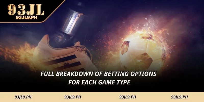 Full breakdown of betting options for each game type