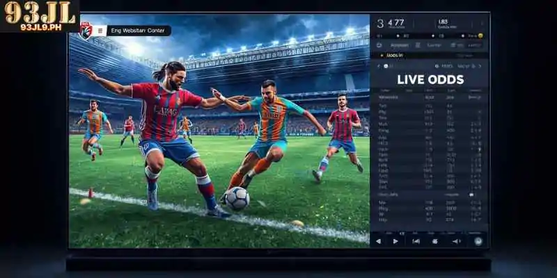 Virtual football match simulation with live odds display
